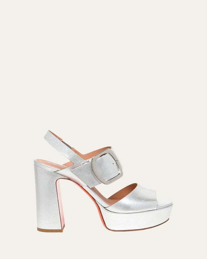 Bruxel Metallic Buckle Platform Sandals
