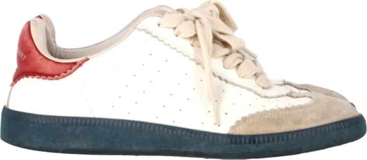 Bryce Lace-Up Sneakers in White Leather and Suede