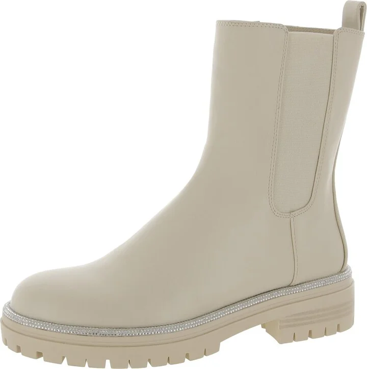 Brycin Womens Faux Leather Pull On Mid-Calf Boots