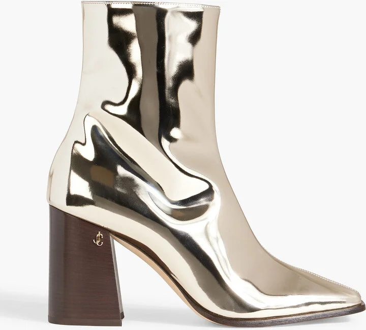 Bryelle 85 mirrored-leather ankle boots