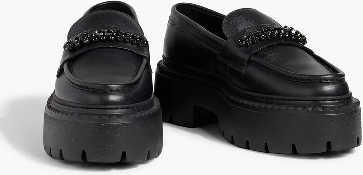 Bryer crystal-embellished leather loafers - Image 2