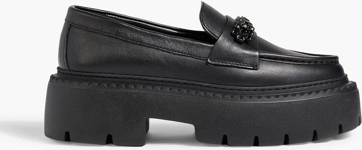Bryer crystal-embellished leather loafers