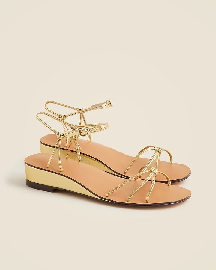 Brynn wedge sandals in metallic leather - Image 2