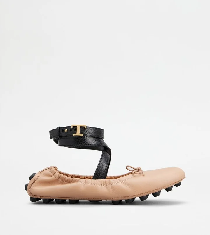 Bubble Ballerinas in Leather with Strap