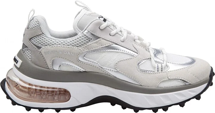 Bubble Sneakers In Leather And Technical Fabric Color White/silver