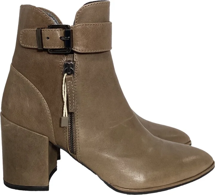 Buckle Ankle Boots in Brown Leather