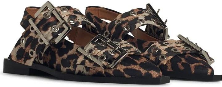 'buckle' Brown Polyester Blend Ballet Flats - Image 2
