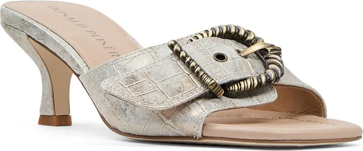 Buckle Croc Embossed Slide Sandal