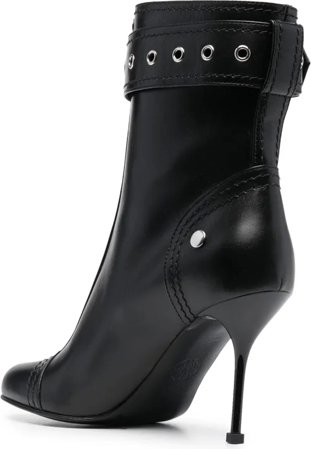 Buckle-Detail 90mm Leather Boots - Image 3