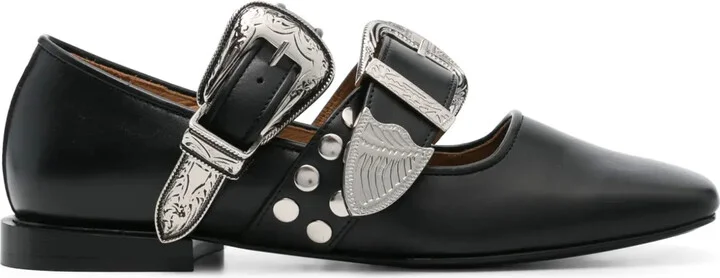 Buckle-Detail Ballet Flats
