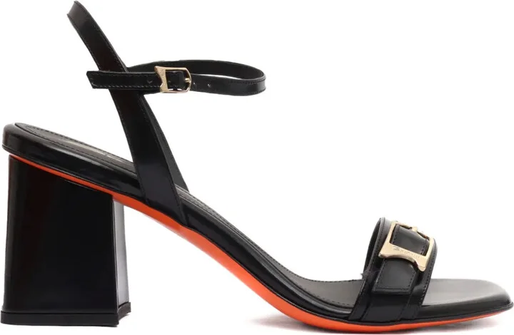 Buckle-Detail Block-Heel Sandals
