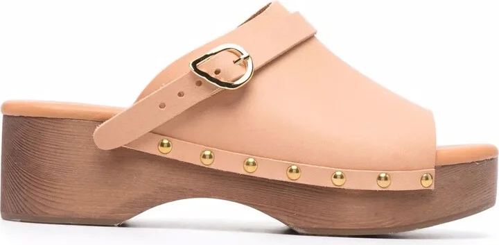 Buckle-Detail Clog Sandals
