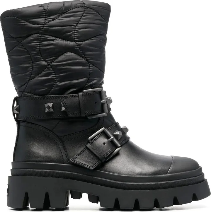 Buckle-Detail Faux Leather Boots