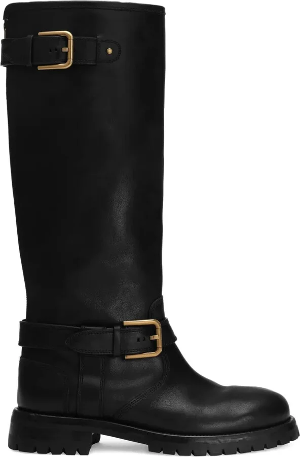 Buckle-Detail Knee-High Boots