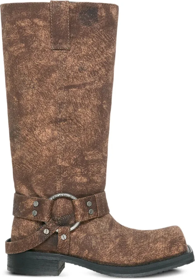 Buckle-Detail Leather Boots