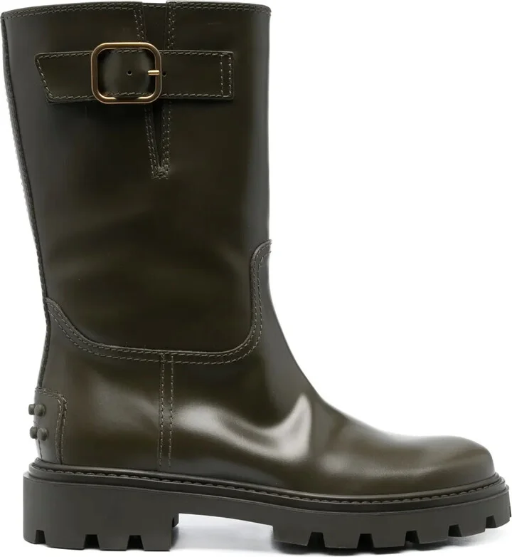 Buckle-Detail Leather Boots