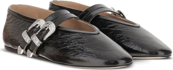 Buckle-Detail Leather Flats - Image 2