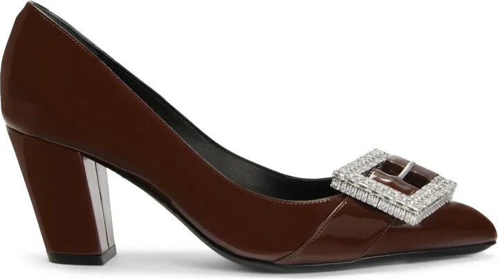 Buckle-Detail Leather Pumps