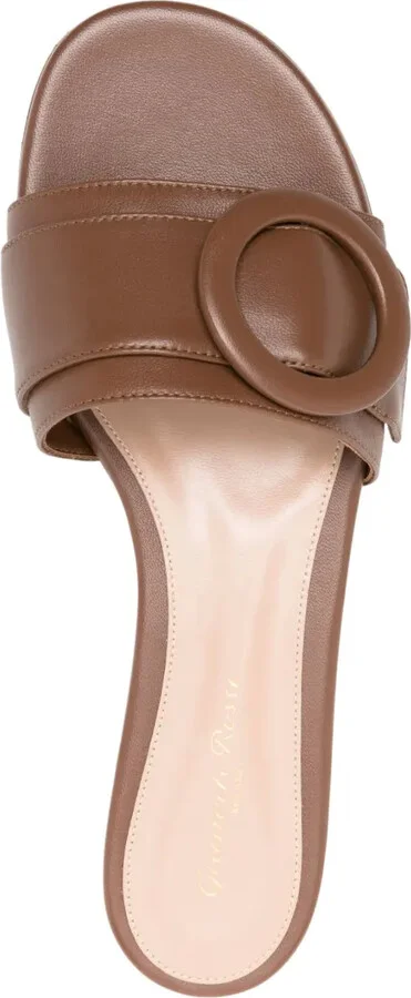 Buckle-Detail Leather Slides - Image 4