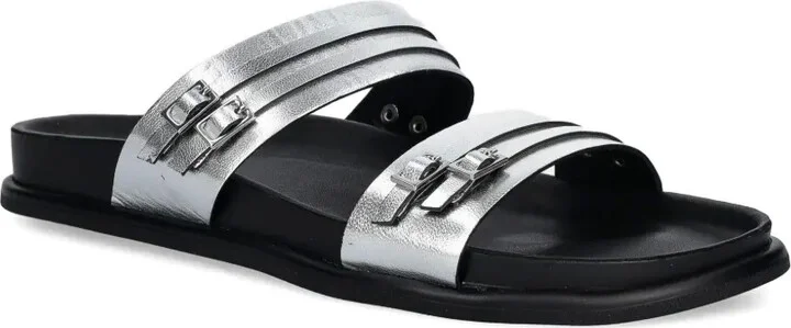 Buckle-Detail Leather Slides - Image 2