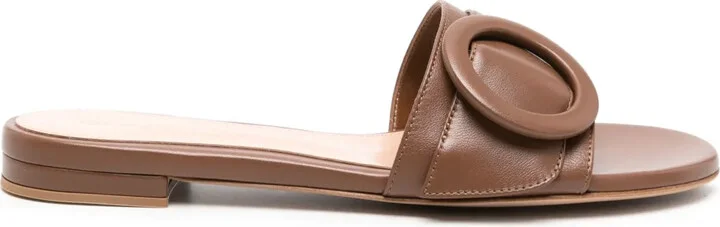 Buckle-Detail Leather Slides