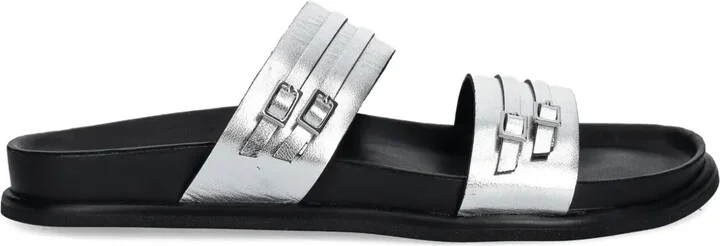 Buckle-Detail Leather Slides