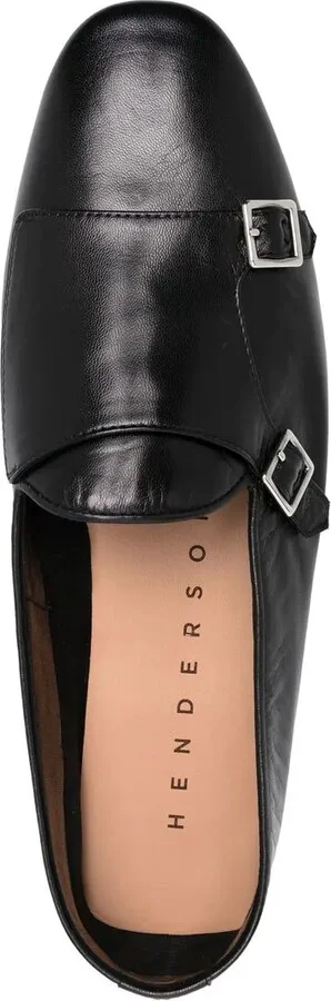 Buckle Detail Leather Slippers - Image 4