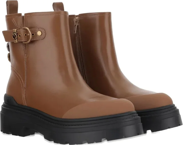 Buckle-Detail Logo-Plaque Ankle Boots - Image 2