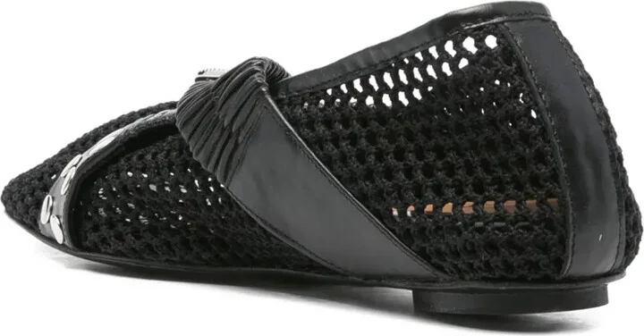 Buckle-Detail Mesh-Detail Flats - Image 3