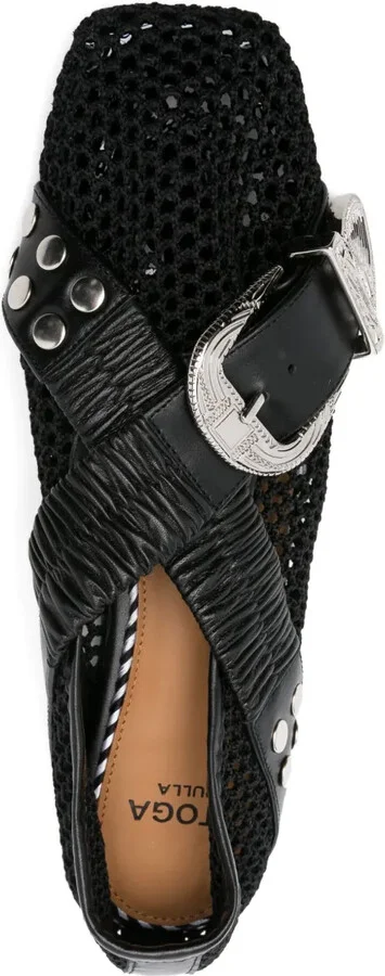 Buckle-Detail Mesh-Detail Flats - Image 4