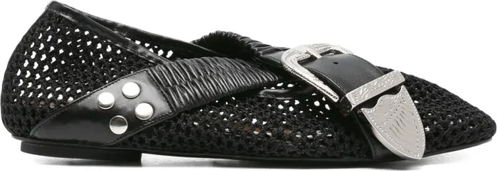 Buckle-Detail Mesh-Detail Flats