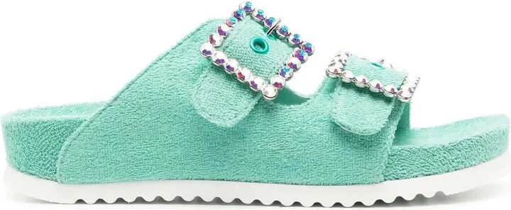 Buckle-Detail Open-Toe Slides