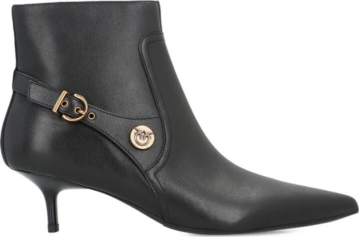 Buckle-Detail Pointed-Toe Boots
