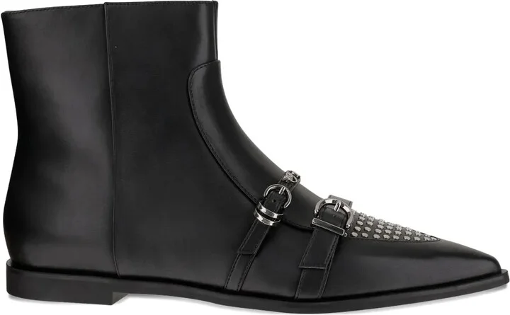 Buckle-Detail Pointed-Toe Boots