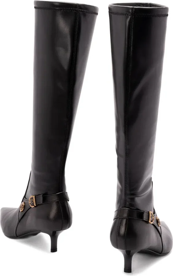 Buckle-Detail Pointed-Toe High Boots - Image 2
