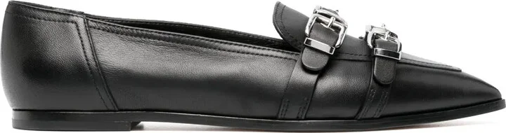 Buckle-Detail Pointed-Top Loafers