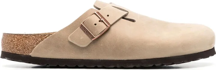 Buckle-Detail Round-Toe Slippers