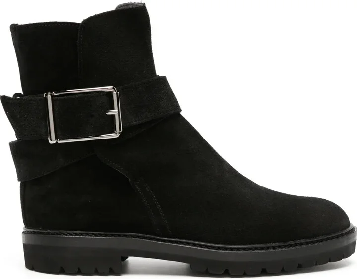 Buckle-Detail Suede Ankle Boots