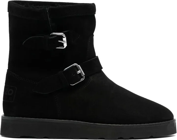 Buckle-Detail Suede Boots