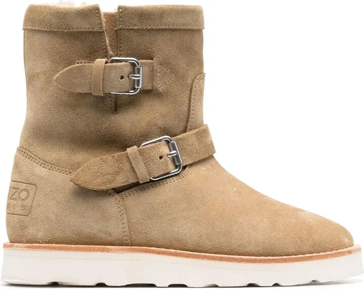 Buckle-Detail Suede Boots