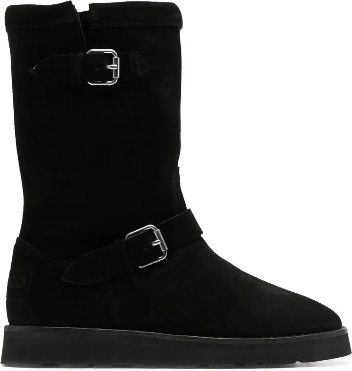 Buckle-Detail Suede Boots