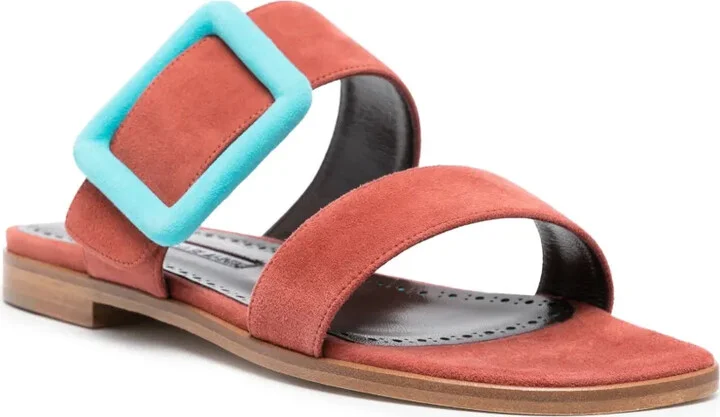 Buckle-Detail Suede Sandals - Image 2