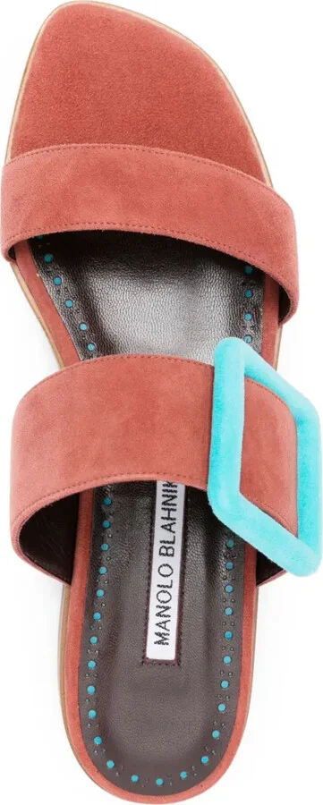 Buckle-Detail Suede Sandals - Image 4