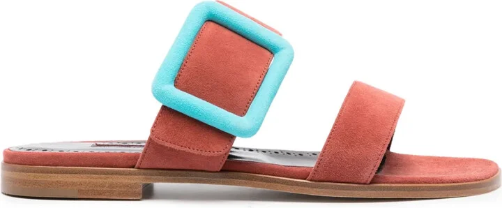 Buckle-Detail Suede Sandals
