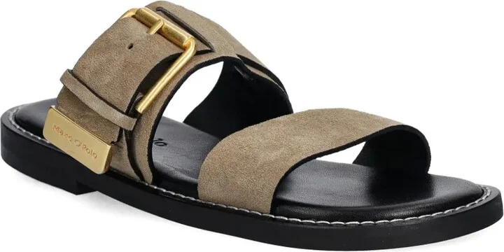 Buckle-Detail Suede Slides - Image 2