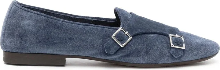 Buckle Detail Suede Slippers