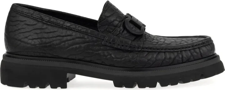 Buckle-Detail Textured Loafers