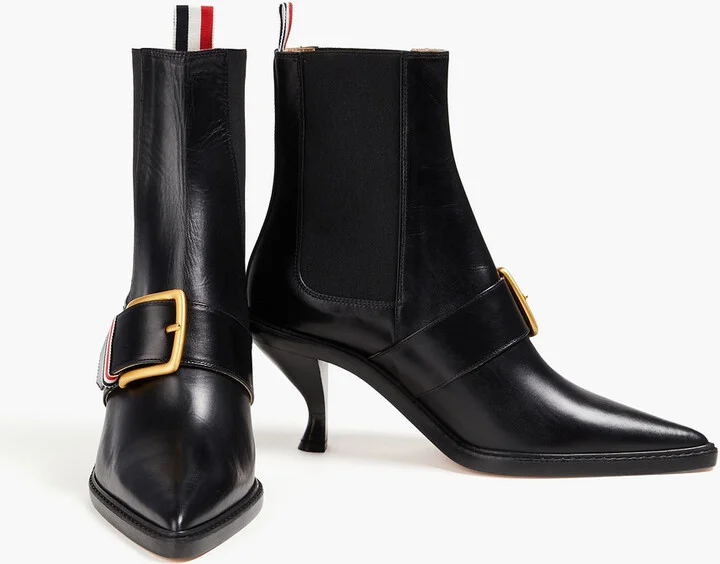 Buckle-detailed leather ankle boots - Image 2