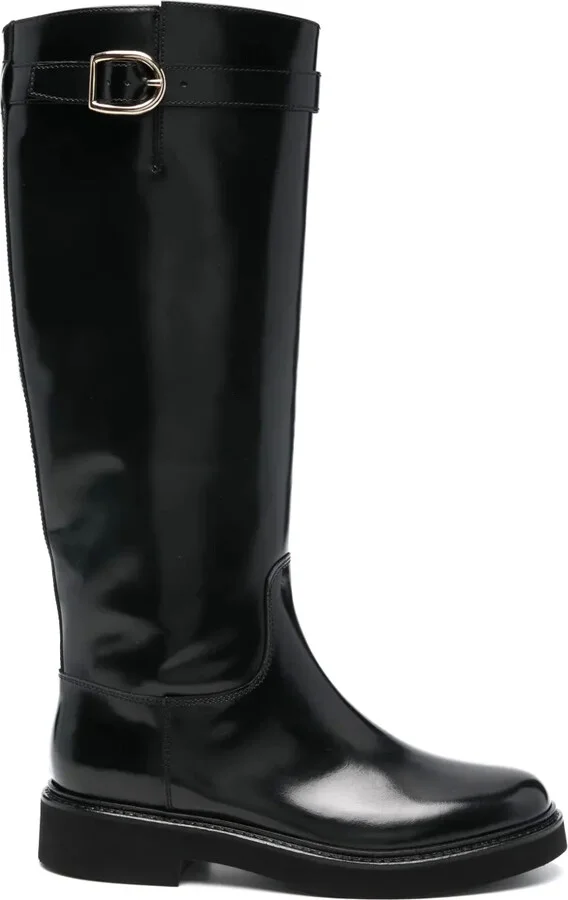 Buckle-Detailed Leather Boots