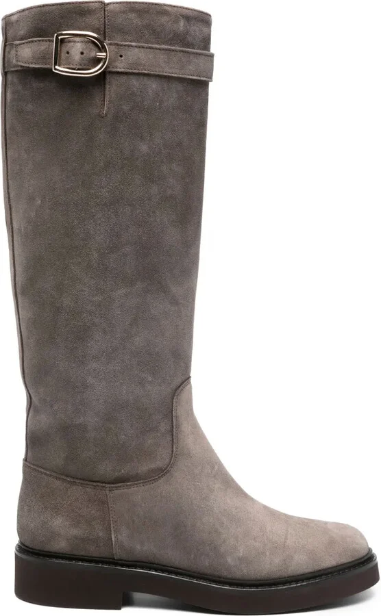 Buckle-Detailed Suede Boots